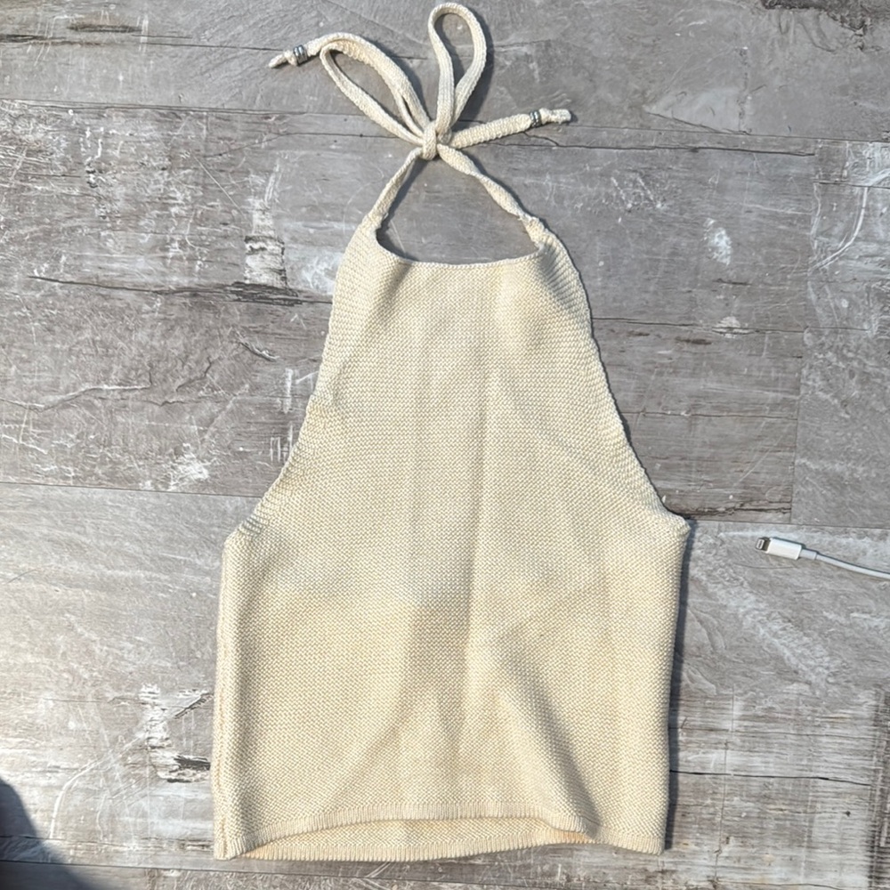 Nordstrom Beige Halter Knit Tank Top